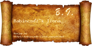 Babincsák Ilona névjegykártya